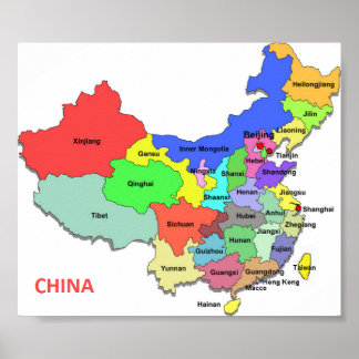Affiche Carte de la province de Chine