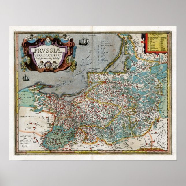 Affiche Carte de la Prusse 1584 (Devant)