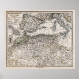 Affiche Carte de la région Afrique du Nord