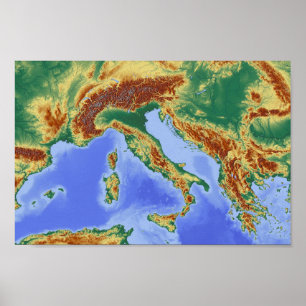 Affiche Carte de la région alpine d'Italie