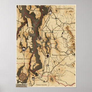 Affiche Carte de la région de Seattle