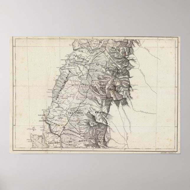 Affiche Carte de la République du Chili 6 (Devant)