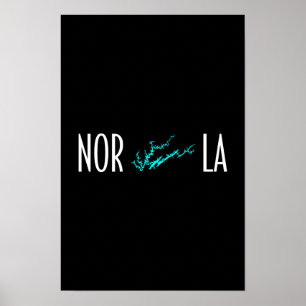 Affiche Carte de la rive du lac Norris Tennessee Typograph