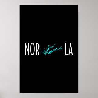 Affiche Carte de la rive du lac Norris Tennessee Typograph