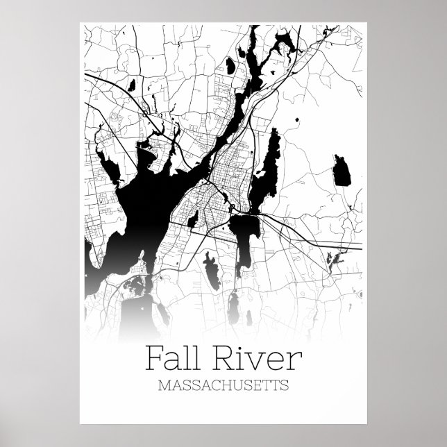 Affiche Carte de la rivière d'automne - Massachusetts - Po (Devant)
