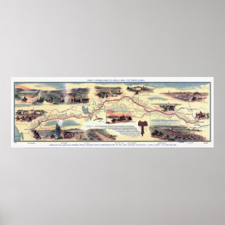 Affiche Carte de la route de l'Express poney