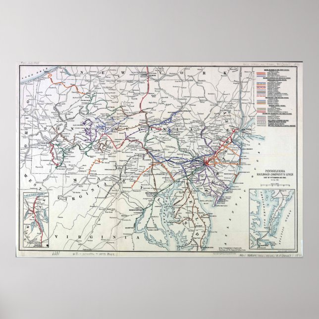 Affiche Carte de la route ferroviaire de Pennsylvanie vint (Devant)