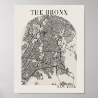 Carte de la rue Beige du Bronx New York Boho Arch