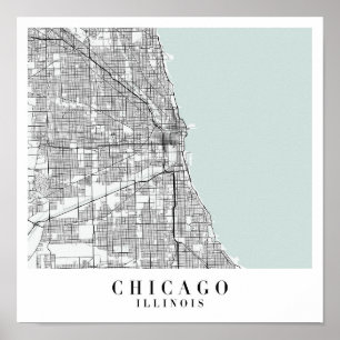 Affiche Carte de la rue Blue Water de Chicago