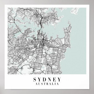 Affiche Carte de la rue Blue Water Sydney Australie