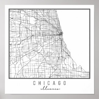 Affiche Carte de la rue Chicago Illinois