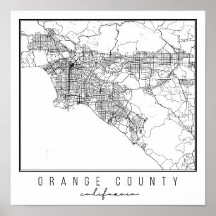 Affiche Carte de la rue Orange County California