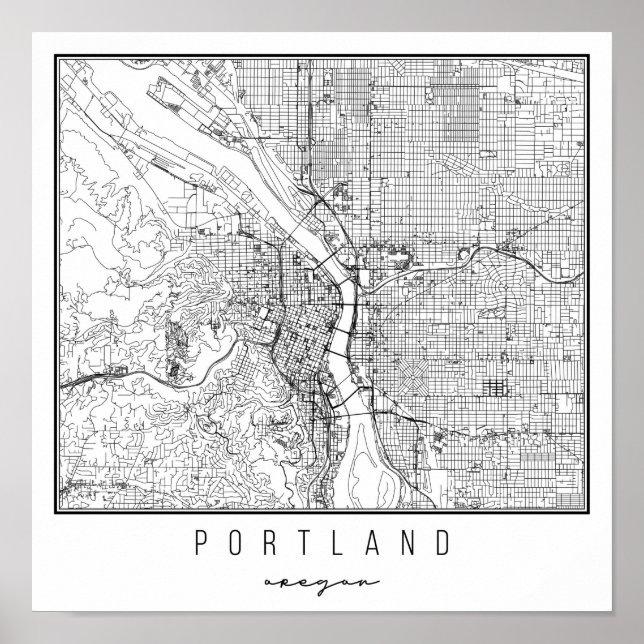 Affiche Carte de la rue Portland Oregon (Devant)