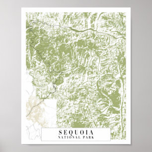 Affiche Carte de la rue Rétro du Parc national de Sequoia