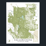 Affiche Carte de la rue Rétro du parc national Yellowstone<br><div class="desc">Carte de la rue Rétro du parc national Yellowstone</div>