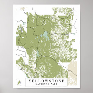 Affiche Carte de la rue Rétro du parc national Yellowstone