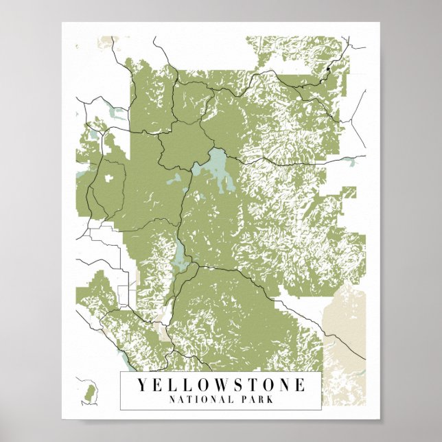 Affiche Carte de la rue Rétro du parc national Yellowstone (Devant)