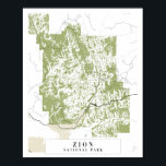Affiche Carte de la rue rétro du parc national Zion<br><div class="desc">Carte de la rue rétro du parc national Zion</div>