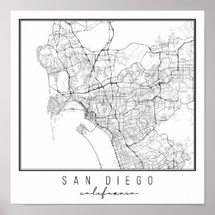 Affiche Carte de la rue San Diego California