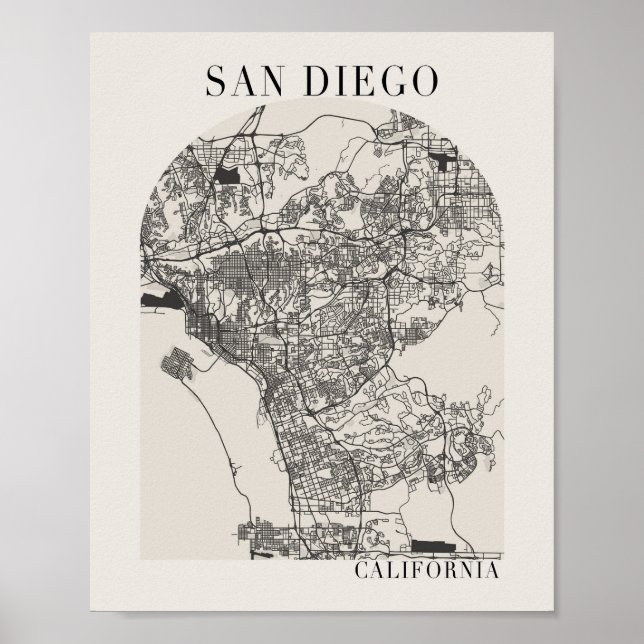 Affiche Carte de la rue San Diego California Boho Arch (Devant)
