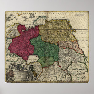 Affiche Carte de la Russie (1704)