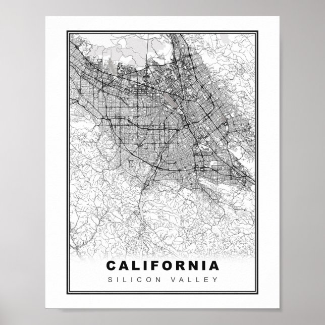 Affiche Carte de la Silicon Valley (Devant)