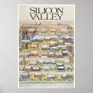 Affiche Carte de la Silicon Valley (Pas de nom d'entrepris