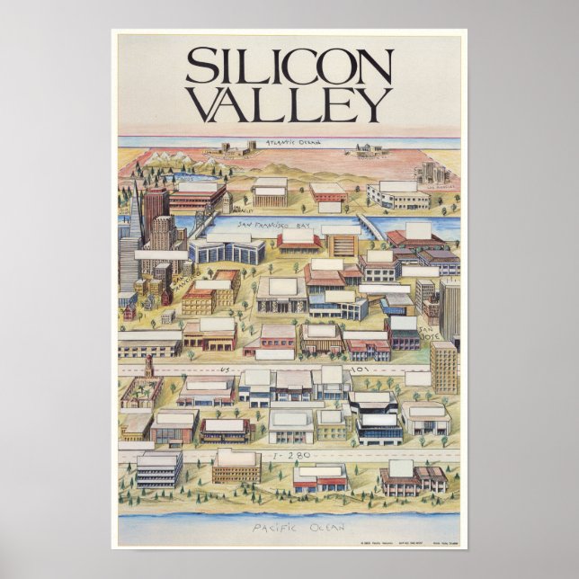 Affiche Carte de la Silicon Valley (Pas de nom d'entrepris (Devant)