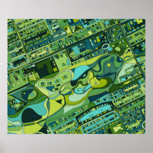 Affiche Carte de la structure de la ville d'Amsterdam