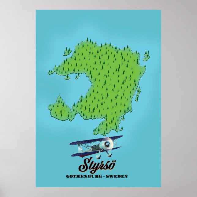 Affiche Carte de la Suède de Styrsö Göteborg (Devant)