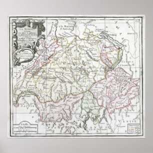 Affiche Carte de La Suisse 1764