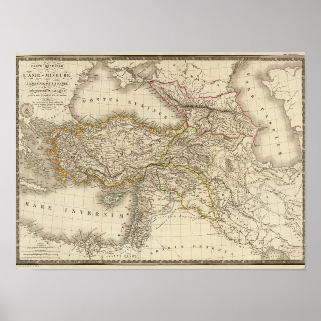 Affiche Carte de la Syrie Turquie (Devant)