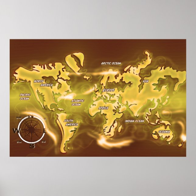 Affiche Carte de la Terre inondée (Devant)
