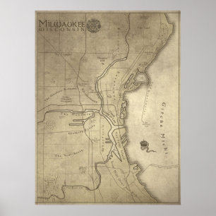 Affiche Carte de la terre mythique de Milwaukee