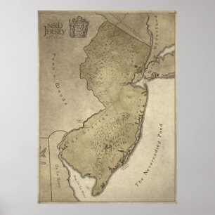 Affiche Carte de la terre mythique du New Jersey