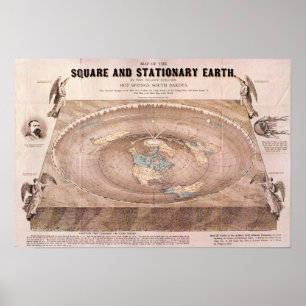 Affiche Carte de la Terre stationnaire vintage