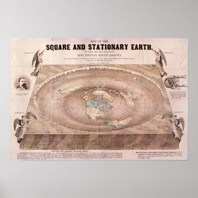 Affiche Carte de la Terre stationnaire vintage (Devant)