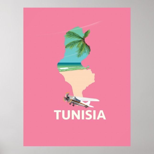 Affiche Carte de la Tunisie (Devant)