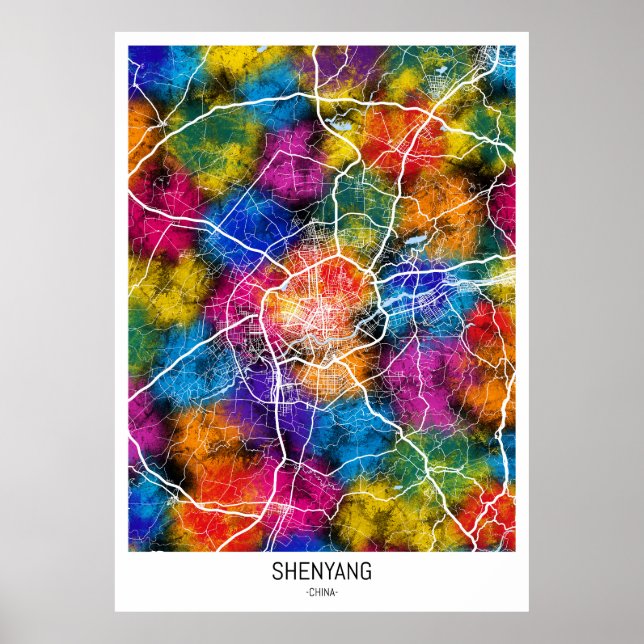 Affiche Carte de la ville chinoise de Shenyang (Devant)