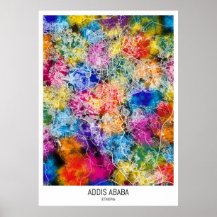 Affiche Carte de la ville d'Addis-Abeba Éthiopie