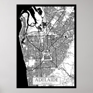 Affiche Carte de la ville d'Adélaïde Australie