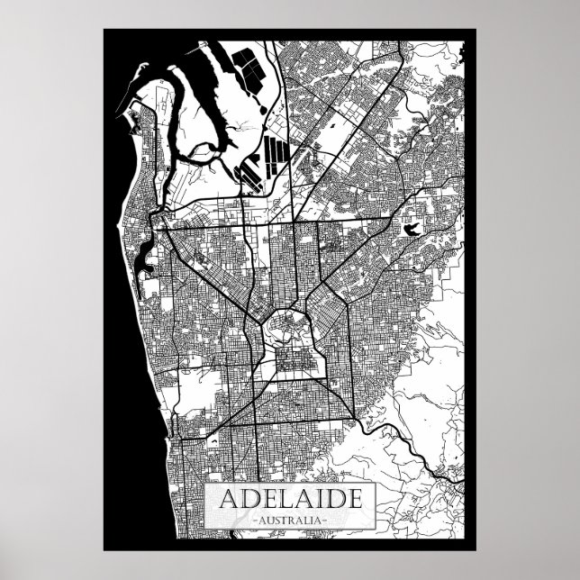 Affiche Carte de la ville d'Adélaïde Australie (Devant)
