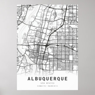 Affiche Carte de la ville d'Albuquerque