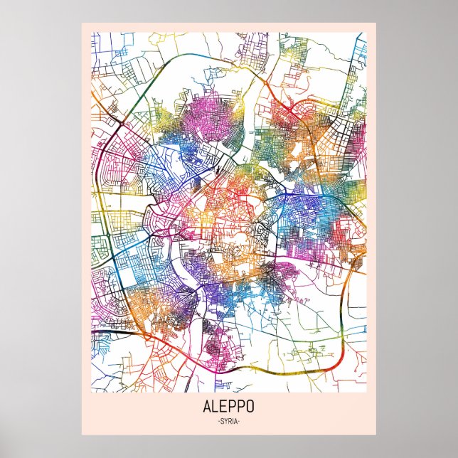 Affiche Carte de la ville d'Alep Syrie (Devant)