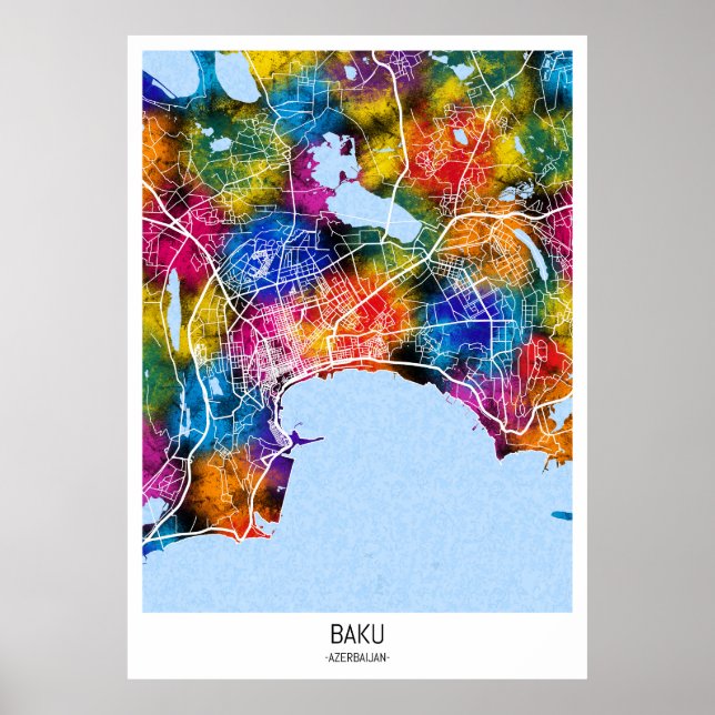 Affiche Carte de la ville de Bakou (Devant)