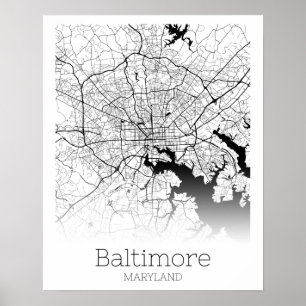 Affiche Carte de la ville de Baltimore