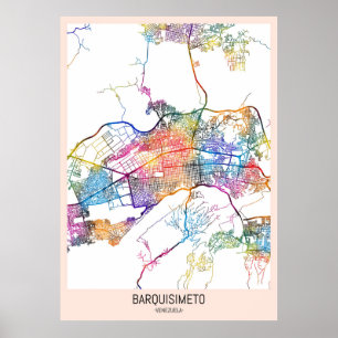 Affiche Carte de la ville de Barquisimeto Venezuela