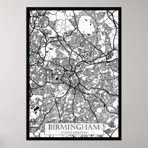 Affiche Carte de la ville de Birmingham Royaume-Uni