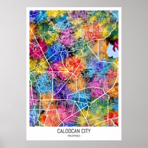 Affiche Carte de la ville de Caloocan Philippines