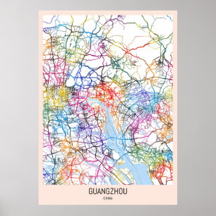 Affiche Carte de la ville de Canton